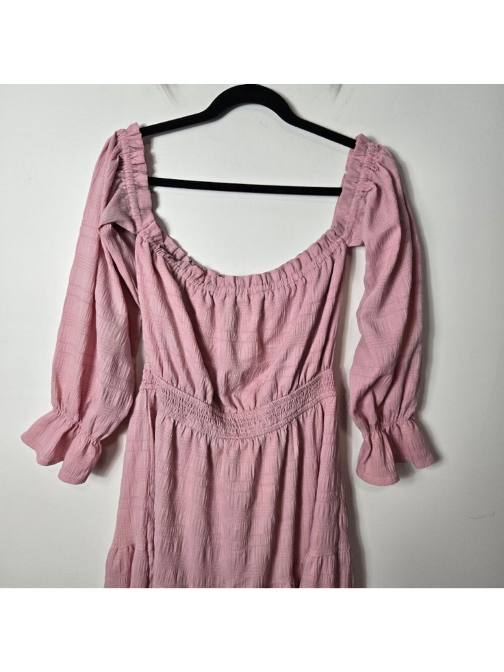 OULESIS Size XL Pink Milkmaid Y2K Maxi Dress Side Slits Coquette - Picture 4 of 10
